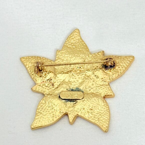 Vintage Eisenberg Ice Poinsettia Brooch/Clip Earrings Set - Like New Condition - Picture 8 of 11